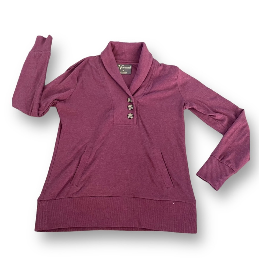 Natural Reflections Amethyst Cowl Neck Sweater Sz M Cozy Purple K-Pockets Winter